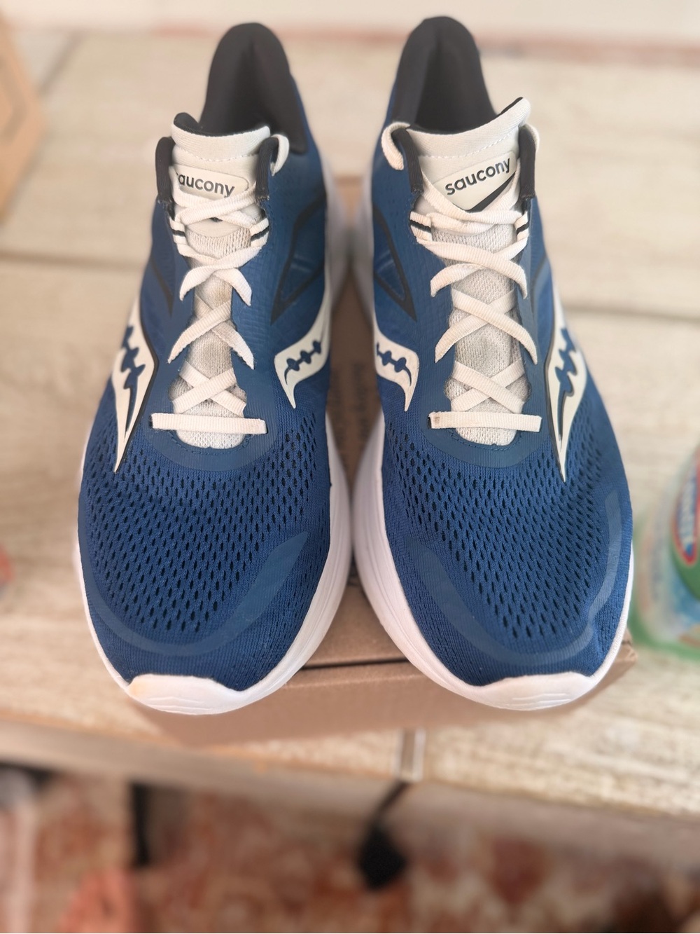 Saucony Omni 22 Tide Blue White Men's Size 13 Wide 2E Running Shoes NO INSOLES